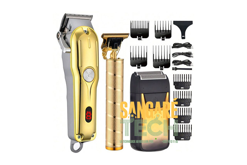 Kit Tondeuse Professionnelle Rechargeable 3 en 1 – Coupe Cheveux, Barbe & Rasage